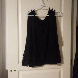 Black jersey top with slits on sleeves